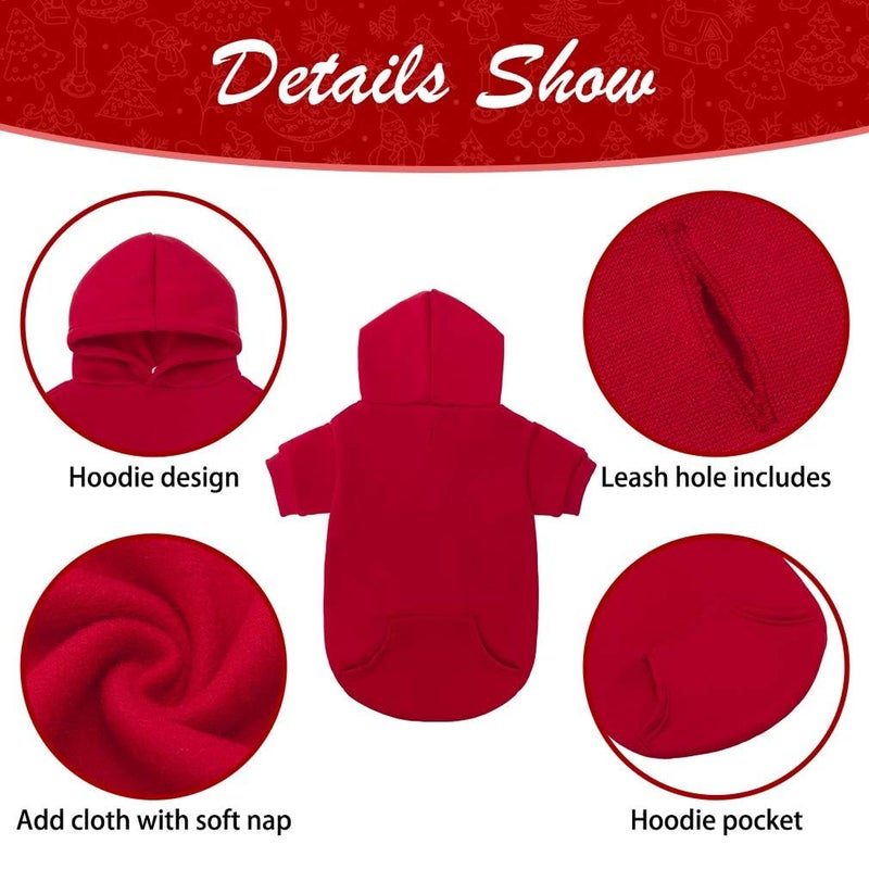 KOOLTAIL Basic Dog Hoodie - Soft and Warm Dog Hoodie Sweater with Leash Hole and Pocket, Dog Winter Coat, Cold Weather Clothes Sweatshirt for Small Medium Large Dogs Puppy Cat Boys Girls Red XXL - Image 4